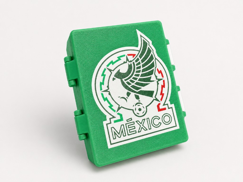Cajita verde claro con diseño de la selección mexicana